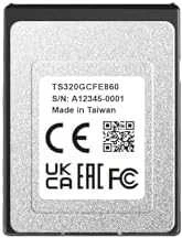 Transcend 320GB CFExpress atminties kortelės galinė pusė