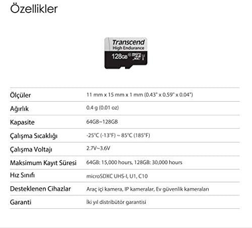 Atminties kortelė TRANSCEND 128GB Micro SD kortelė su adapteriu U1 High Endurance