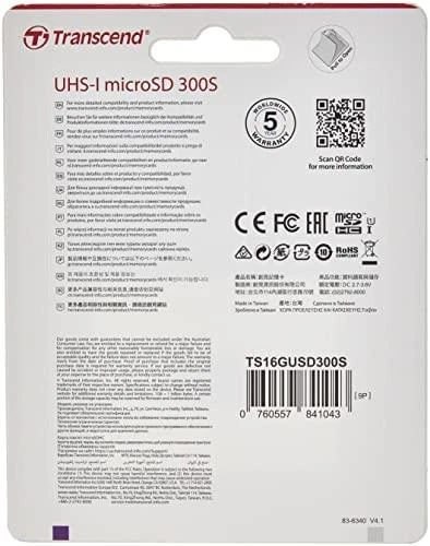 Atminties kortelė Transcend microSDHC USD300S 16GB CL10 UHS-I U1 iki 95MB/S