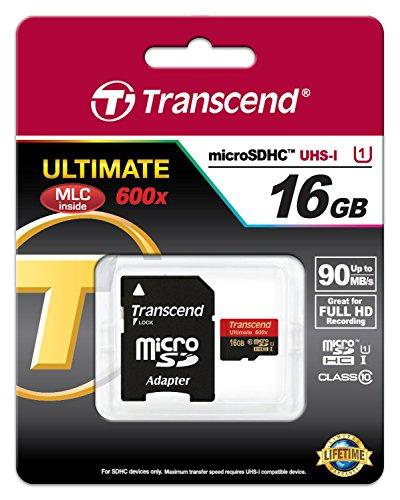 Atminties kortelė TRANSCEND 16GB Micro SDHC Class10 U1 MLC 600x