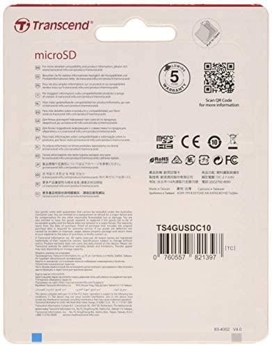 Atminties kortelė TRANSCEND Premium 4GB Micro SDHC UHS-I Class10 20MB/s MLC