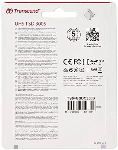 Atminties kortelė Transcend 300S SDXC 64 GB Class 10 (TS64GSDC300S)