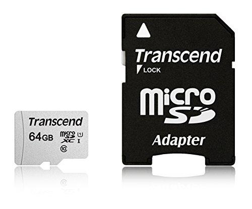 Atminties kortelė su adapteriu Transcend microSDXC USD300S 64GB CL10 UHS-I iki 95MB/S