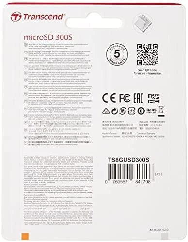 Atminties kortelė „TRANSCEND“ 8 GB „Micro SD“ be adapterio, 10 klasė