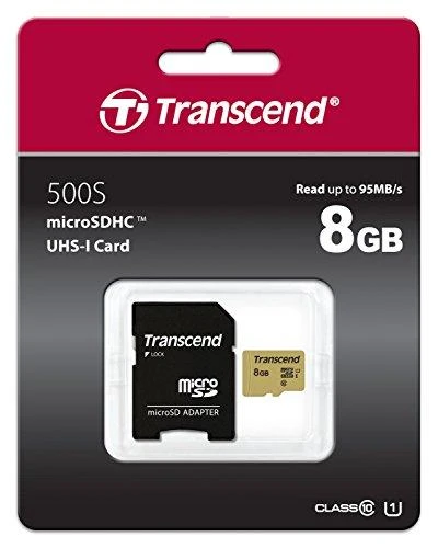 Transcend 8GB MicroSD su adapteriu pakuotėje