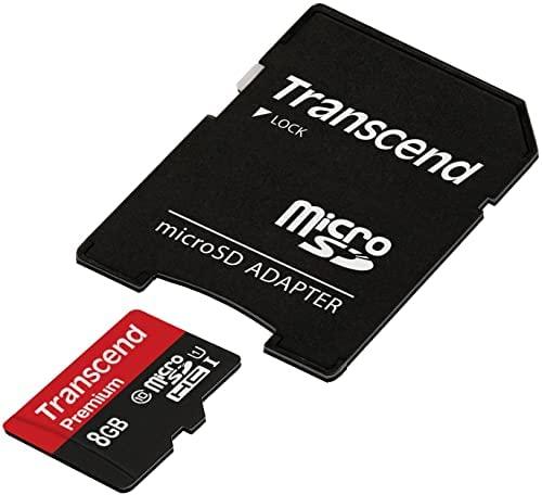 Atminties kortelė Transcend Micro SDHC 8GB 10 klasės UHS-I 400x + SD adapteris