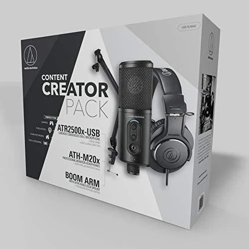 Audio-Technica CREATOR PACK ATR2500x-USB + ATH-M20x Komplektas: Mikrofonas + Ausinės + Laikiklis