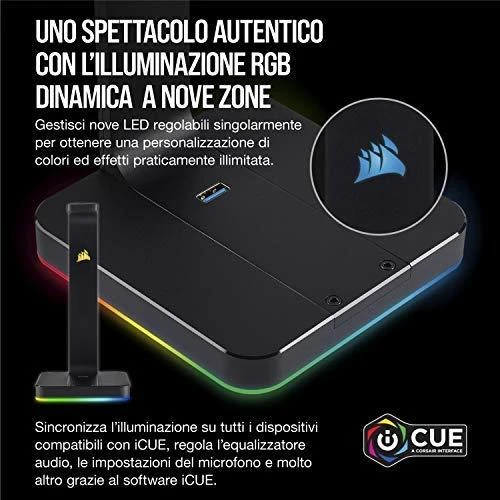 Ausinių stovas Corsair ST100 RGB Premium su 7.1 Erviniu Garsu