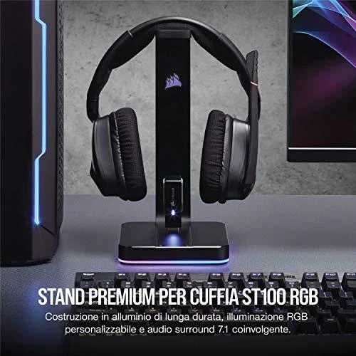 Ausinių stovas Corsair ST100 RGB Premium su 7.1 Erviniu Garsu