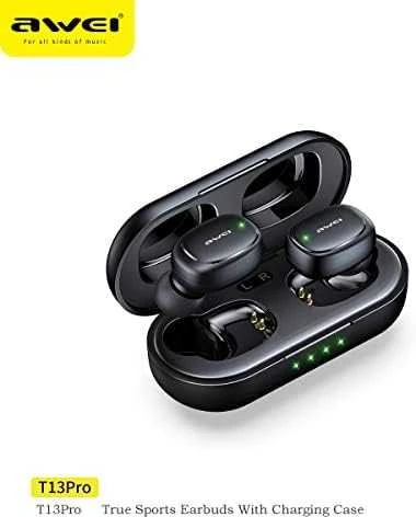 AWEI Bluetooth 5.1 T13 Pro TWS ausinės + docking station juodos spalvos