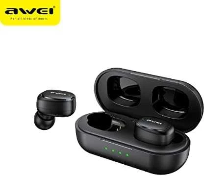 AWEI Bluetooth 5.1 T13 Pro TWS ausinės + docking station juodos spalvos