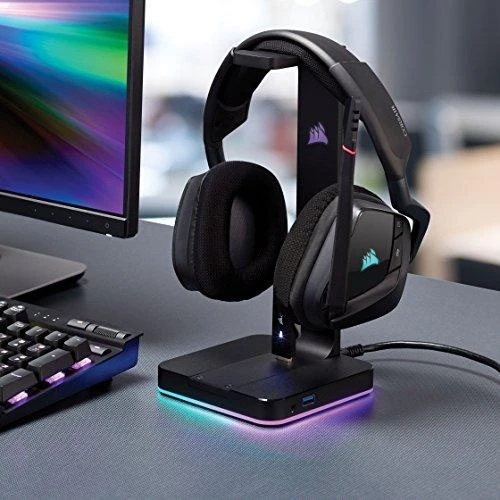 Ausinių stovas Corsair ST100 RGB Premium su 7.1 Erviniu Garsu