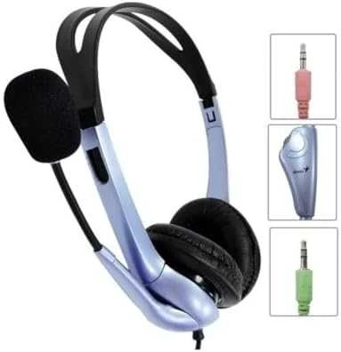 Genius HS-04S ausinės su mikrofonu, przewodowa, juoda-sidabrinė, 1x 3.5 mm jack