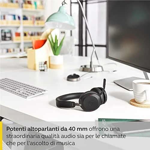 JABRA Evolve2 75 Ausinės on-ear Bluetooth belaidės aktyvus triukšmo slopinimas USB-C noise isolating juodas Certified skirta Microsoft T