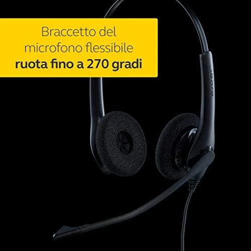 Jabra Biz 1500 Duo Laidinės ausinės, USB-A, Juoda