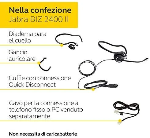 Jabra Biz 2400 II QD Mono NC 3-1 Laidinės ausinės, Juoda
