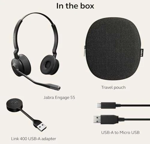 „Jabra Engage 55“ ausinės, stereofoninė, belaidė, USB-A, EMEA / APAC, DECT [UC sertifikuota]