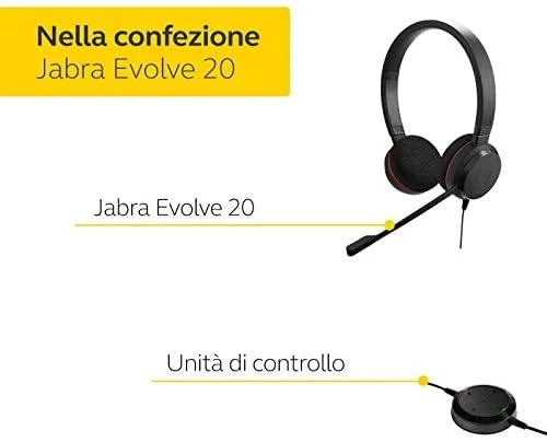 Ausinės JABRA EVOLVE 20 UC Stereo USB su lankeliu ant galvos triukšmo slopinimas USB jungtis su užtildymo mygtuku ir garsumo valdymu ant laido