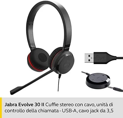 JABRA Evolve 30 II MS stereo Ausinės on-ear su laidu USB 3.5 mm jack Certified skirta Skype skirta Business