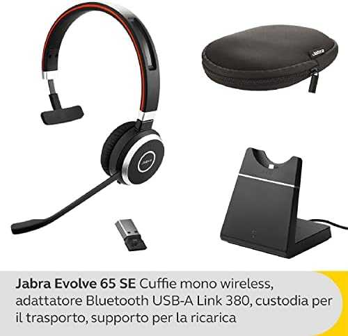Ausinės Jabra Evolve 65 SE - UC Mono su įkrovimo stovais