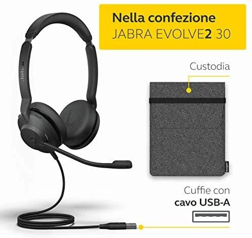 Jabra Evolve2 30 UC Stereo USB-A - su laidu ant ausų dedamos ausinės
