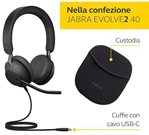 Ausinės JABRA Evolve2 40 USB-C UC stereofoninis įrenginys