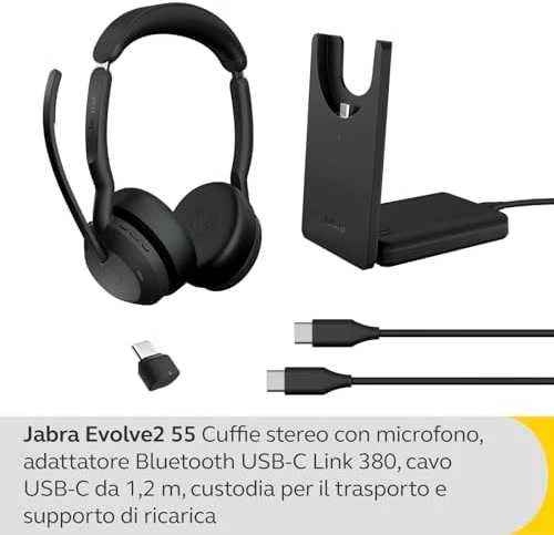 Ausinės JABRA Evolve2 55 Link380c UC Stereo Stovas