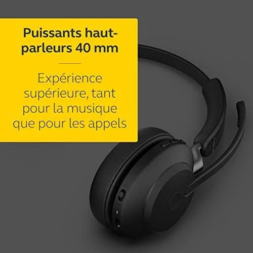 Jabra Evolve2 65 MS Mono Belaidės ausinės, Bluetooth, USB-A, Charging Stovas, Juoda