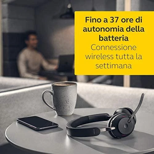 JABRA Evolve2 65 UC Stereo Ausinės on-ear Bluetooth belaidės USB-A noise isolating juodas