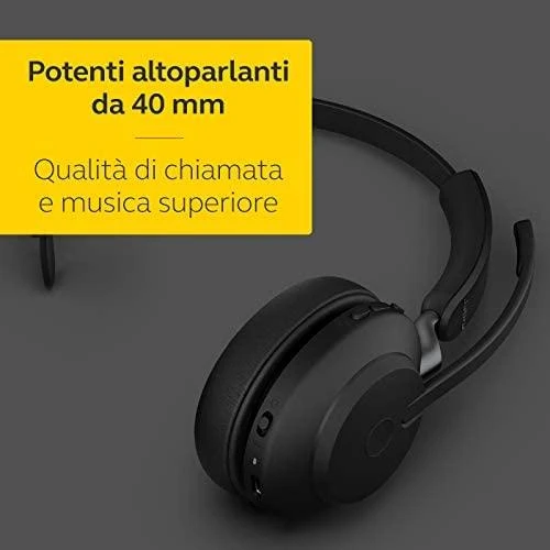 Jabra Evolve2 65 MS Mono Belaidės ausinės, Bluetooth, USB-A, Charging Stovas, Juoda