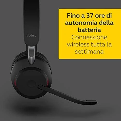 Jabra Evolve2 65 MS Mono Belaidės ausinės, Bluetooth, USB-A, Charging Stovas, Juoda