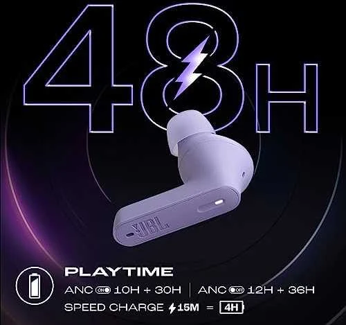 Ausinės JBL Tune Beam TWS Bluetooth Belaidės In-Ear Earbuds Violetinė EU