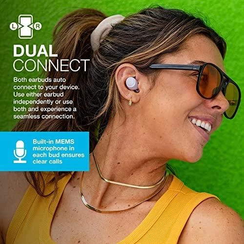 JLAB Go Air Pop ausinės profilyje su mikrofonu