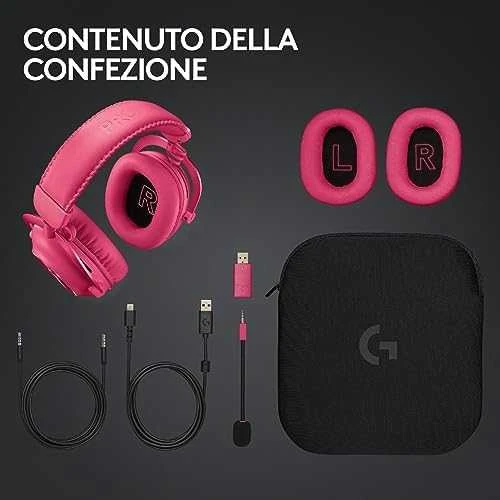 Logitech G Pro X 2 Lightspeed belaidės ausinės žaidimams, Rožinės spalvos