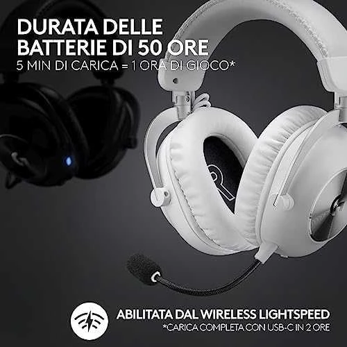 Logitech G Pro X 2 Lightspeed belaidės ausinės žaidimams, Baltos spalvos