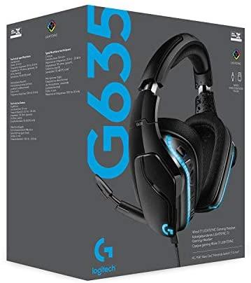 Žaidimų ausinės Logitech G635 7.1 Surround Sound LightSync, USB, Juodos |  Varle.lt