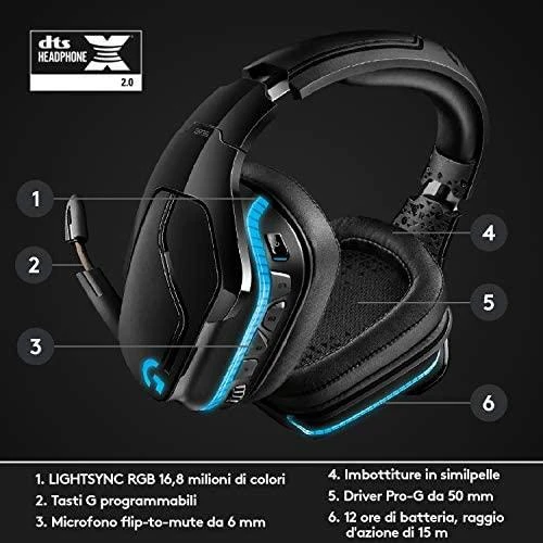 Logitech G935 7.1 Virtual Surround Sound LightSync Black Wireless Gaming  Headset - FoxyTech
