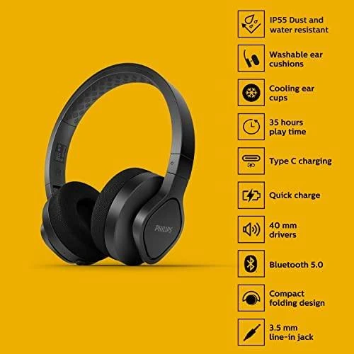 Belaidės ausinės Philips TAA4216BK, Juodos