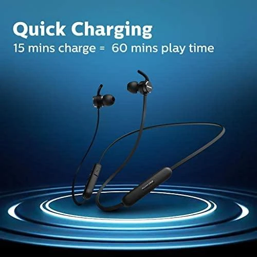 Į ausis dedamos belaidės ausinės su mikrofonu Philips TAE1205BK/00, Juodos