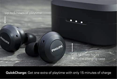 Į ausis dedamos iš tikrųjų belaidės ausinės Philips TAT8505BK/00, Juodos