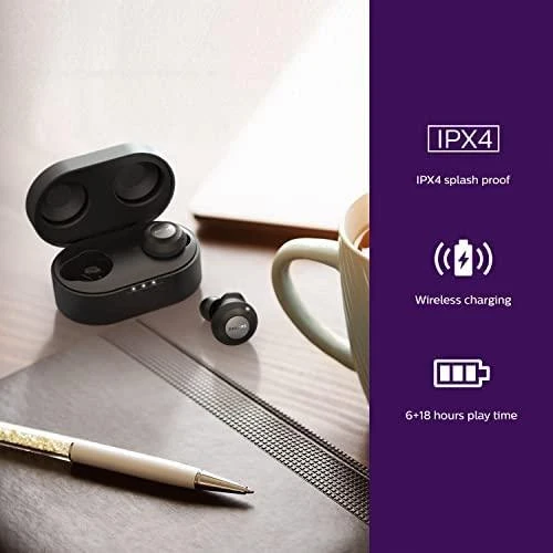Į ausis dedamos iš tikrųjų belaidės ausinės Philips TAT8505BK/00, Juodos