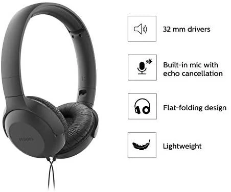 Philips ausinės su laidu ir techninių savybių sąrašu