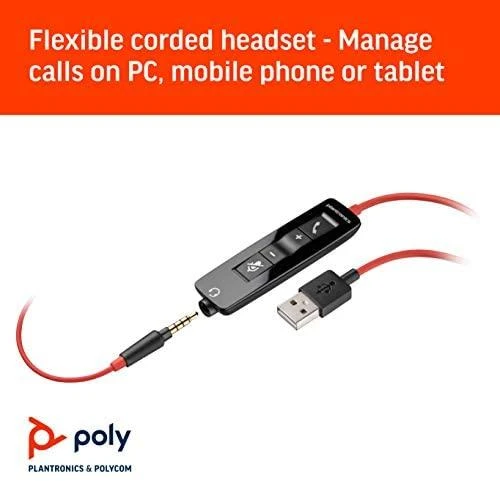 „Poly Plantronics Blackwire 5210“ ausinės, monofoninė, USB-C ir 3,5 mm lizdas, optimizuotas vieningas ryšys