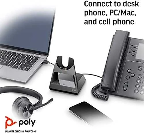 Poly Voyager bazė su mobiliuoju ir stacionariu telefonu