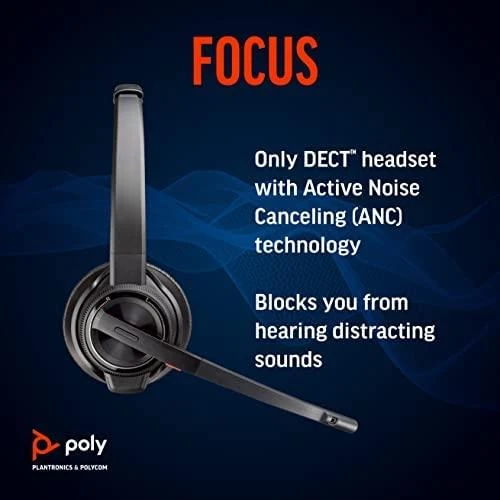 Poly Plantronics Savi 8220 UC-M ausinės, stereo, belaidė, DECT, įskaitant USB raktą, optimizuotas vieningas ryšys