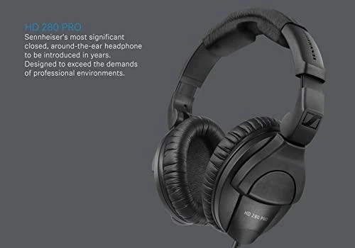 SENNHEISER HD 280 PRO, DYNAMIC HI-FI STEREO Ausinės, 64 ?, CLOSED, ADJUSTABLE HEADBAND, COILED KABELIS 3M, JACK 3.5MM, Juodas