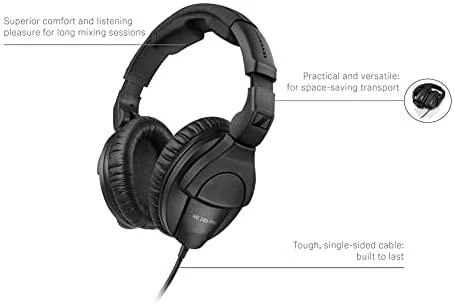 SENNHEISER HD 280 PRO, DYNAMIC HI-FI STEREO Ausinės, 64 ?, CLOSED, ADJUSTABLE HEADBAND, COILED KABELIS 3M, JACK 3.5MM, Juodas