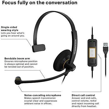 EPOS SENNHEISER SC 30 USB, LAIDINĖ MONAURINĖ Ausinės SU IN-LINE SKAMBUČIŲ VALDYMU MS