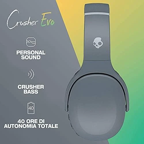 Skullcandy Crusher Evo „Sensory Bass“ ausinės su asmeniniu garsu, Juodos spalvos