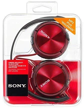 Laidinės ausinės Sony MDR-ZX310R, juodos/raudonos spalvos